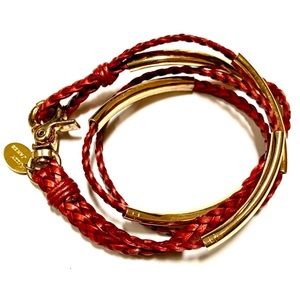 Lizzy James Bohemian Addison Gold Plated Braided Leather Wrap Bracelet